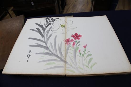 A Japanese folding book of paintings & 2 others